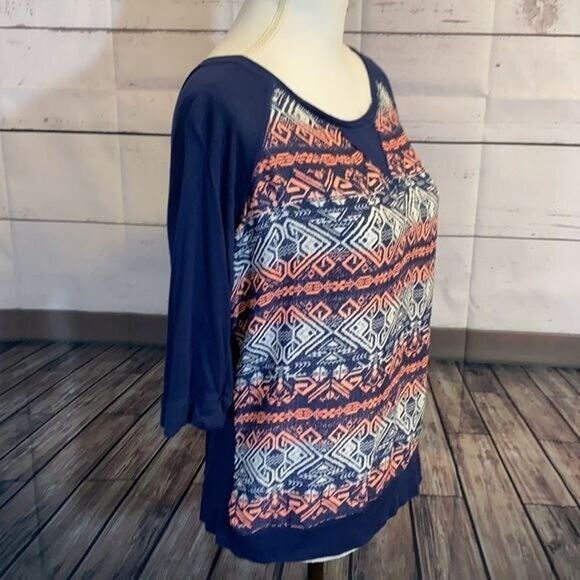 Jolt Tee Shirt Top Womens Medium Geometric Chiffon Blouse Contrast - Picture 6 of 10